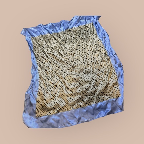 Coach | Blue and Gold Silk Scarf | OS | NWT - Picture 7 of 7